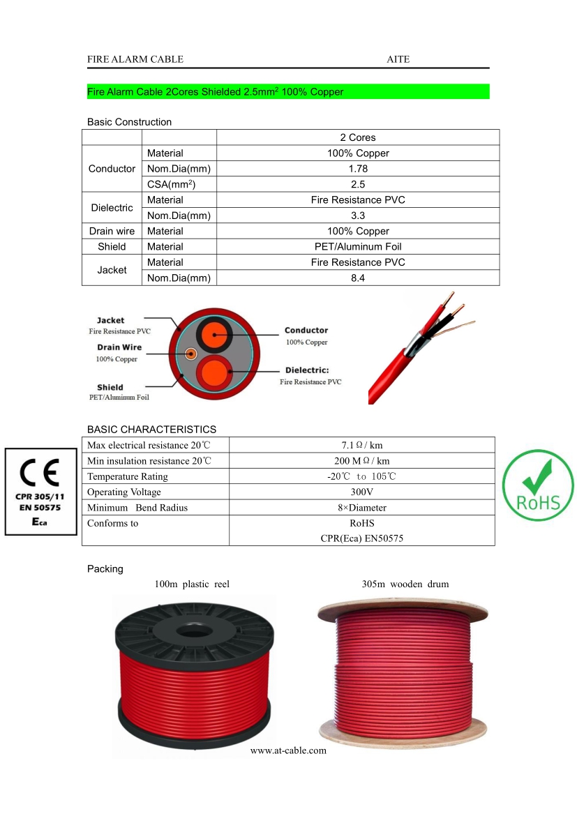 Fire Alarm Cable 2 CORE Buy Fire Alarm Cable 2 CORE Product on AITE Cable